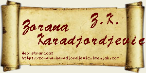 Zorana Karađorđević vizit kartica